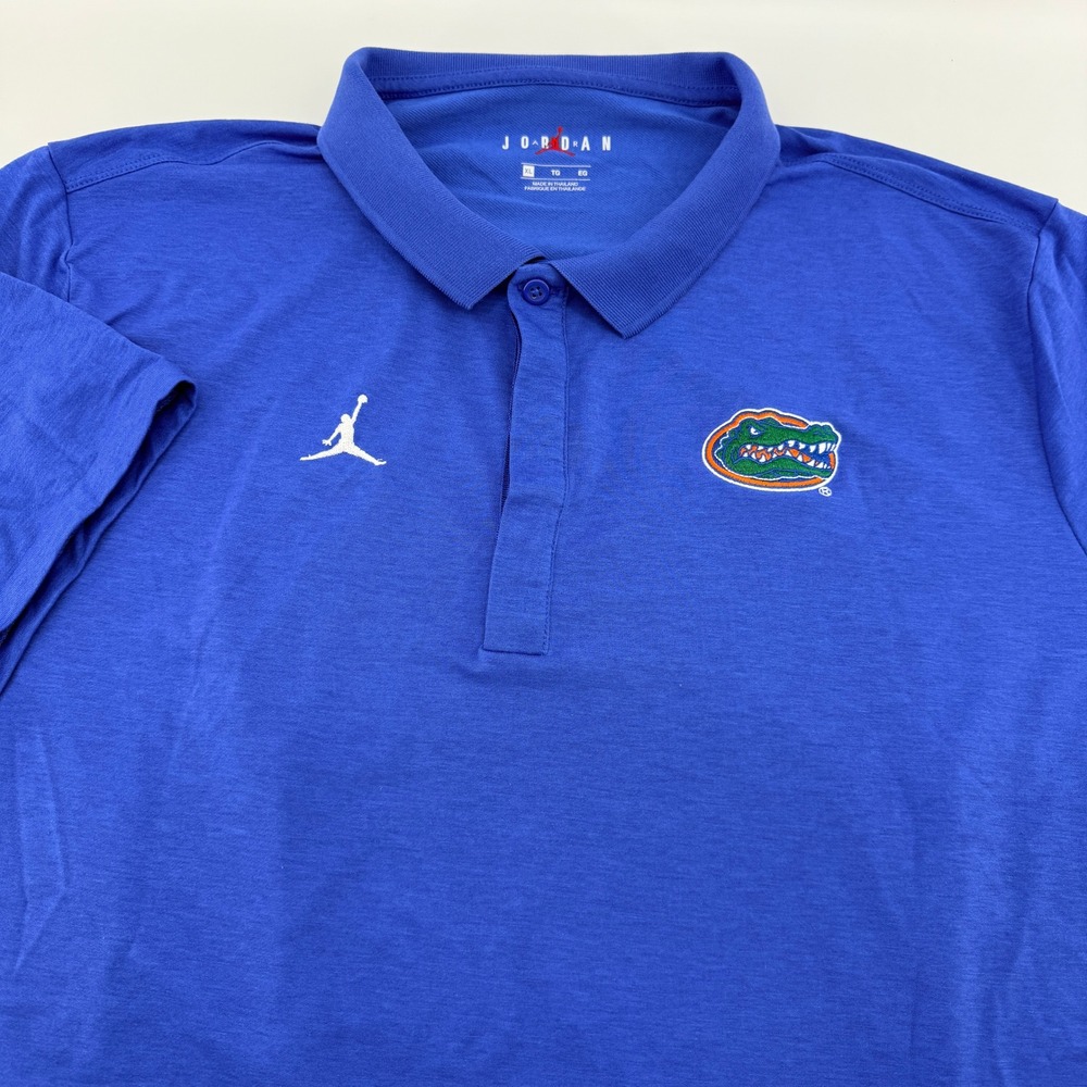 Jordan Florida Gators Dri-FIT Short Sleeve Polo Shirt Jumpman Logo Mens XL Blue